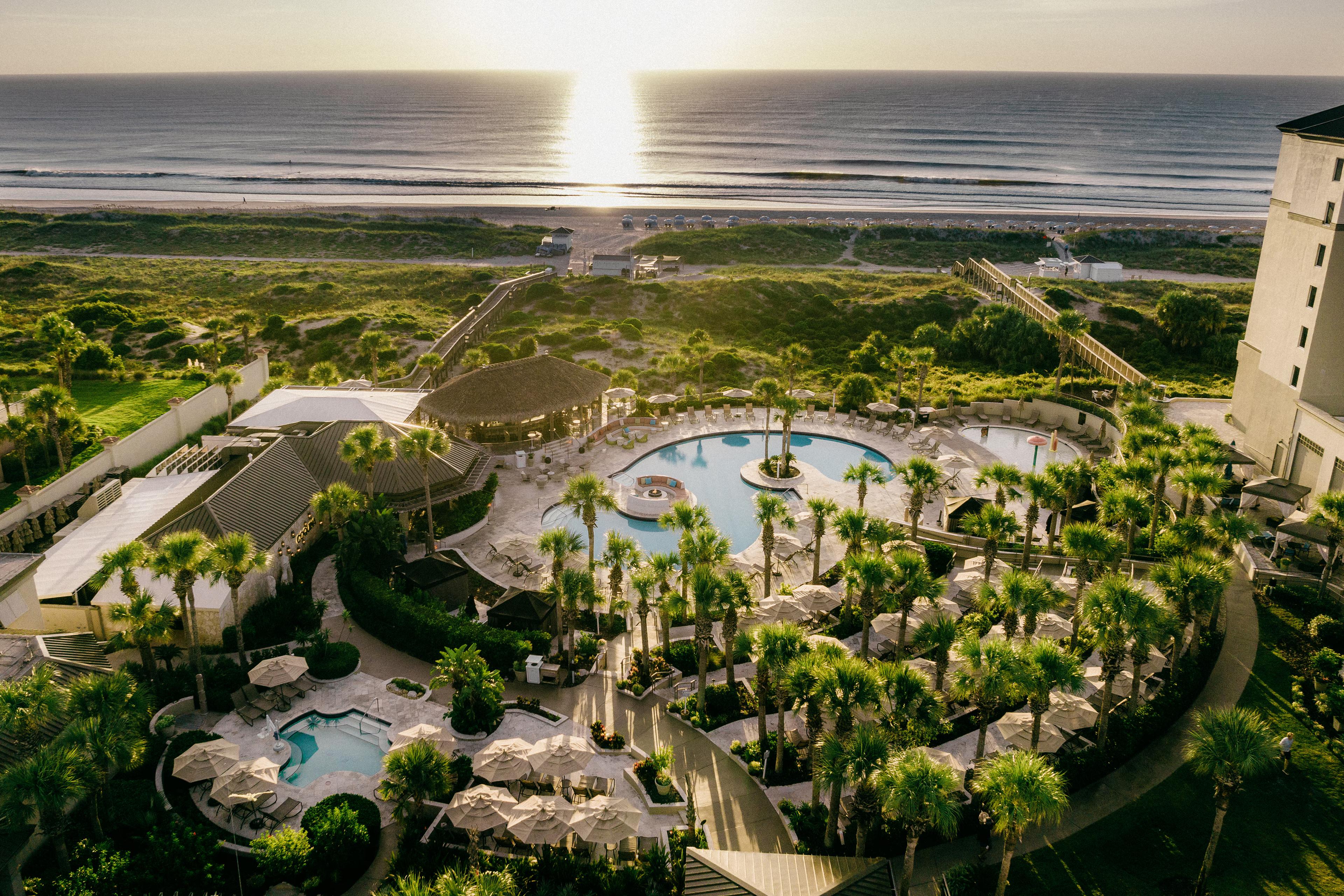 Overhead view of the outdoor pool at The Ritz-Carlton, Amelia Island