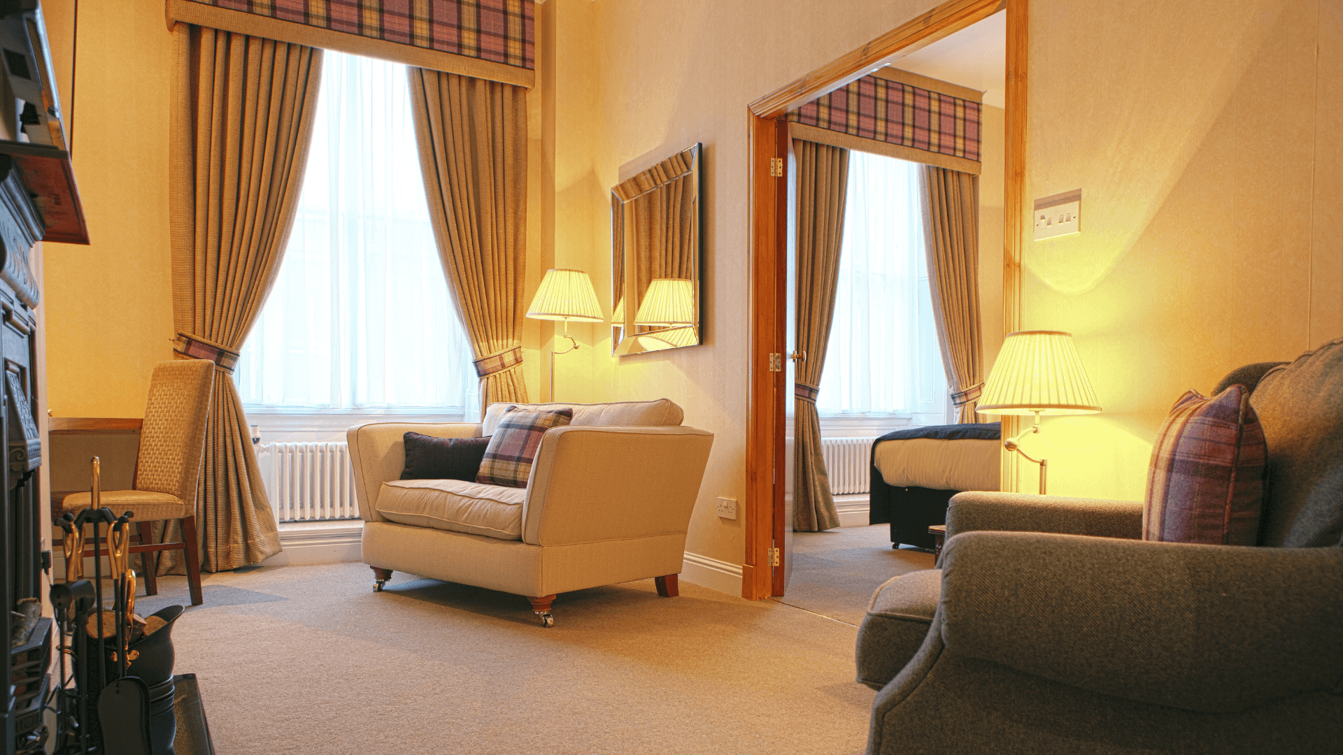 Lounging area as part of a double bed suite at The Aberdeen Douglas Hotel