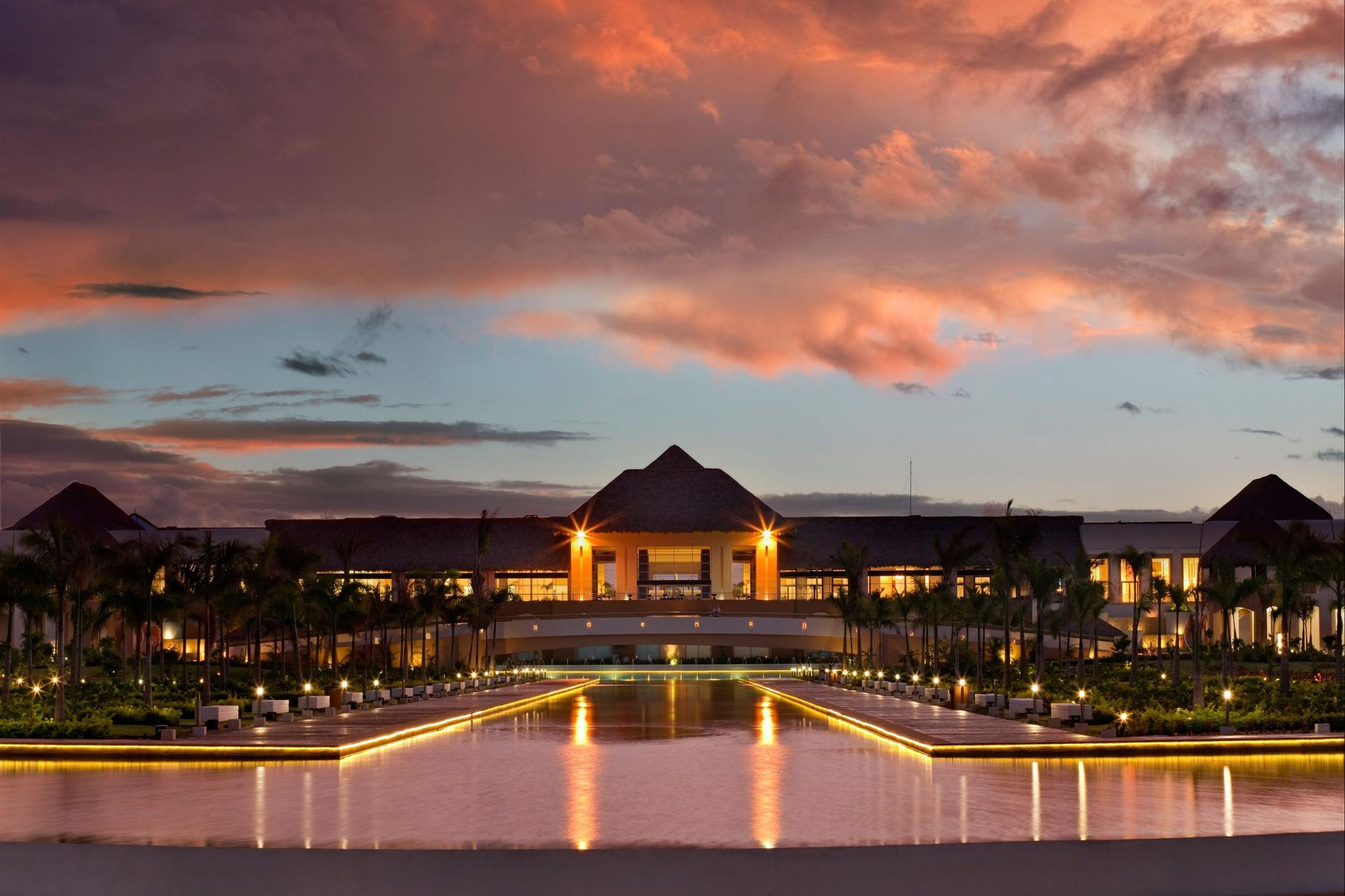 Panoramic view of Hard Rock Hotel & Casino Punta Cana at sunset