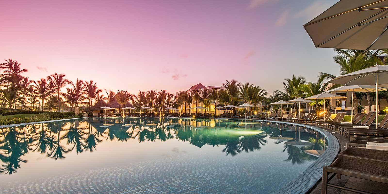 Panoramic view of the outdoor pool at Hard Rock Hotel & Casino Punta Cana