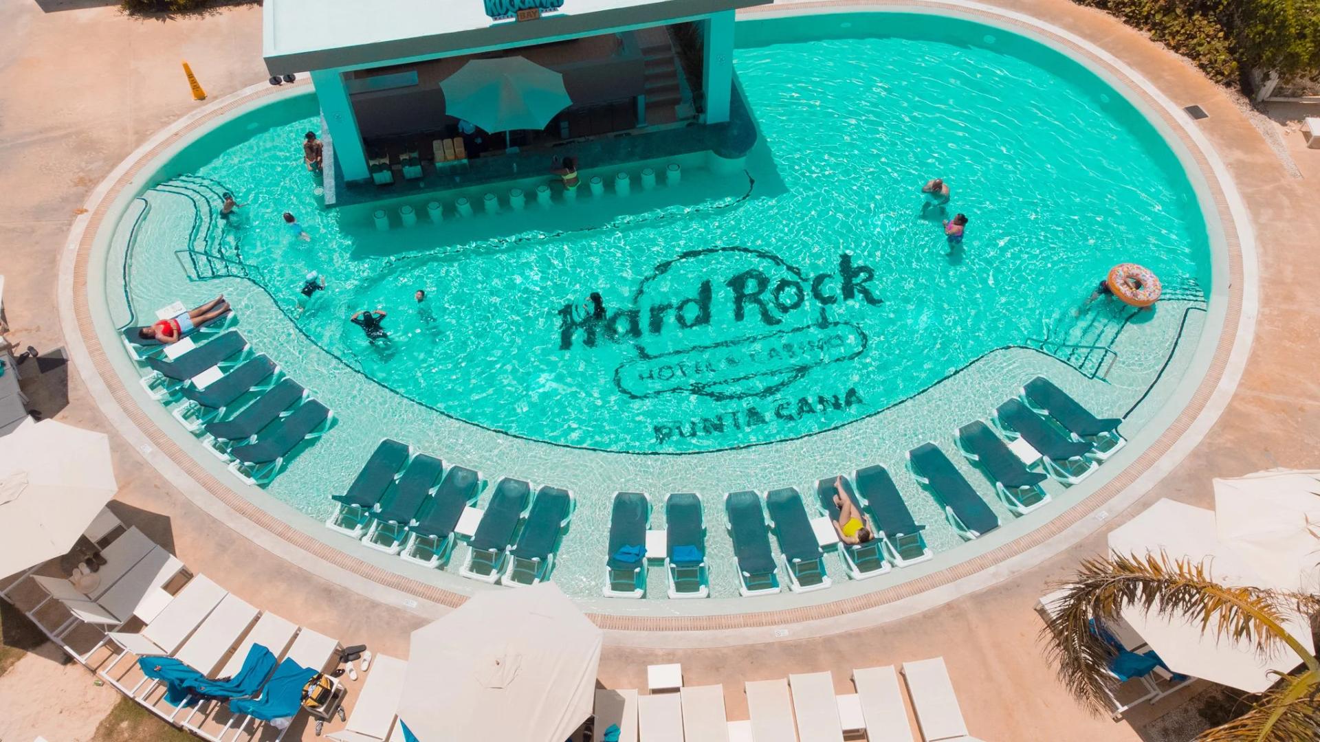 Overhead view of the outdoor pool at Hard Rock Hotel & Casino Punta Cana