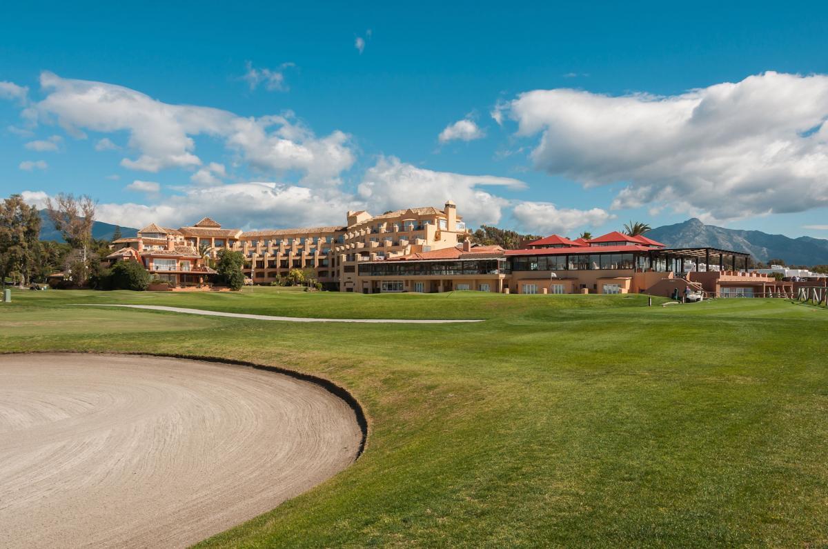 The Hotel Guadalmina Spa and Golf Resort overlooking the on-site golf course