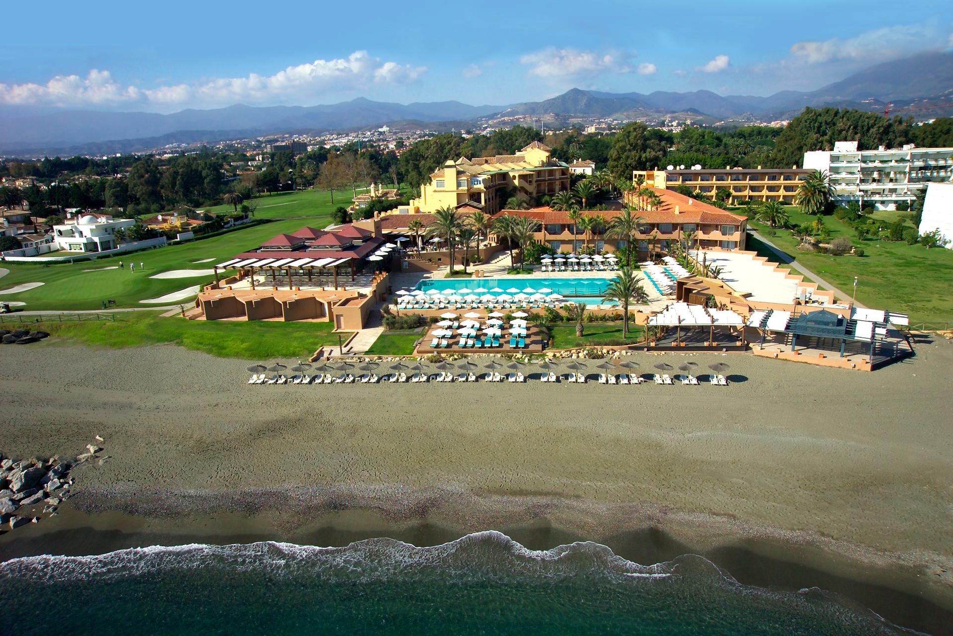 Overhead view of the beachfront Hotel Guadalmina Spa and Golf Resort