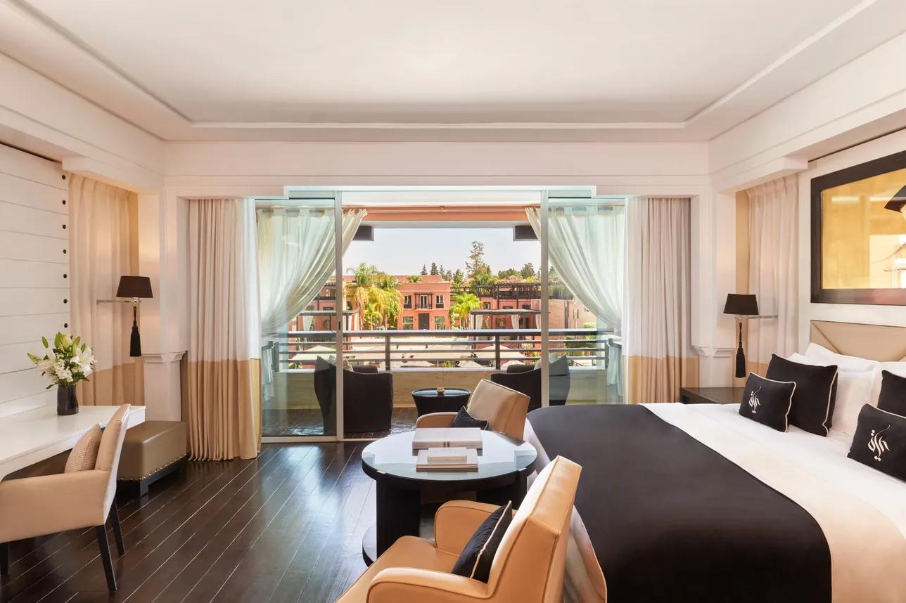 Double bed suite with balcony views at Hotel & Ryads Barrière Le Naoura