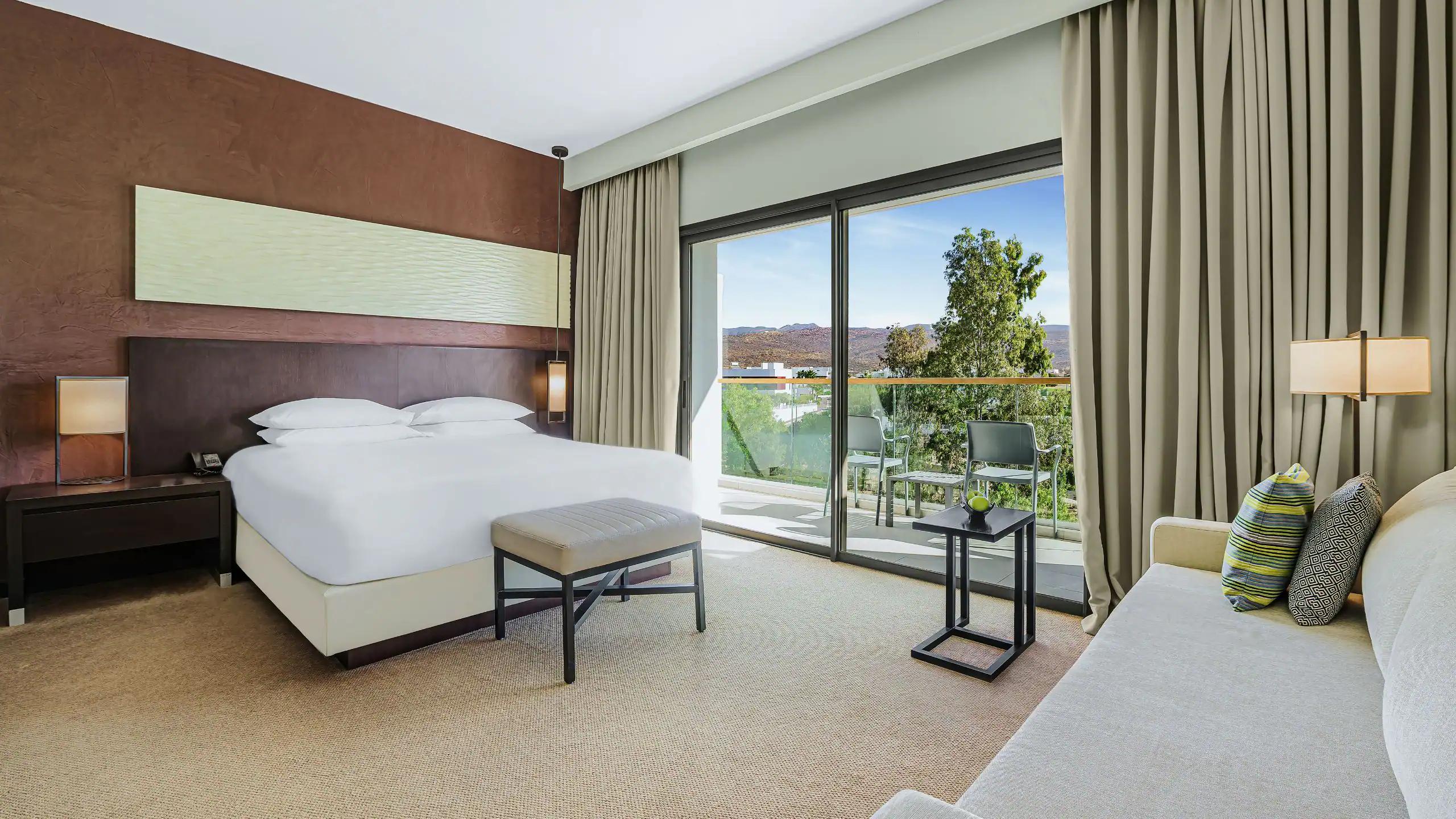 Double bed suite with balcony views at Hyatt Place Taghazout Bay