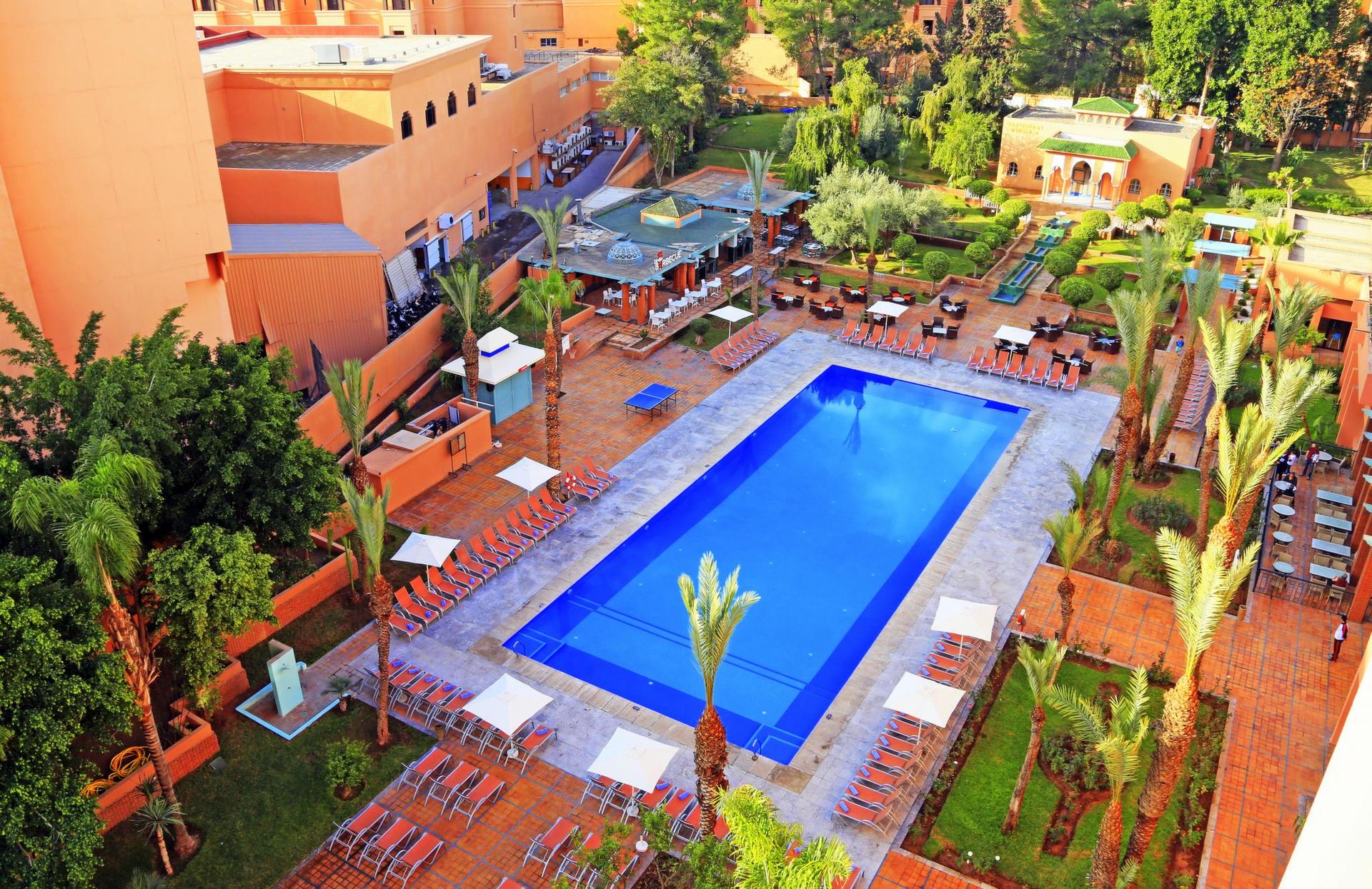 Overhead view of the outdoor pool