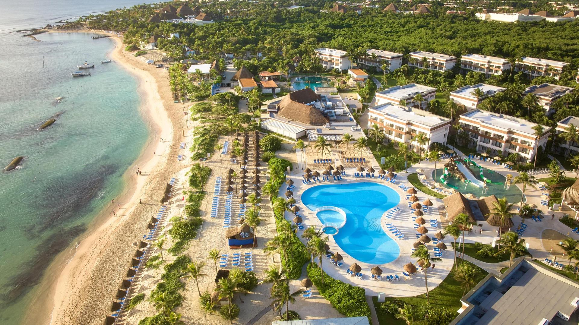 Aerial view overlooking Luxury Bahia Principe Akumal