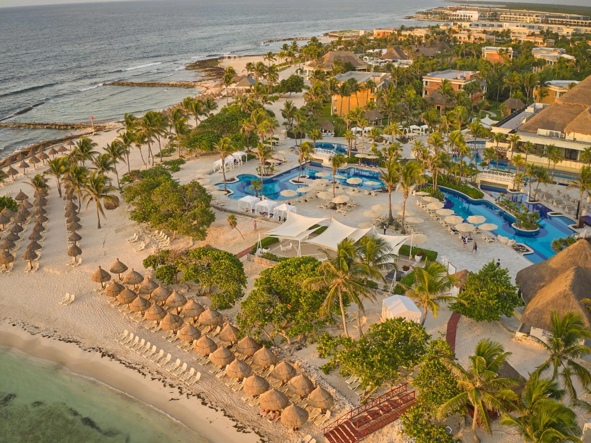 Aerial view overlooking Luxury Bahia Principe Akumal