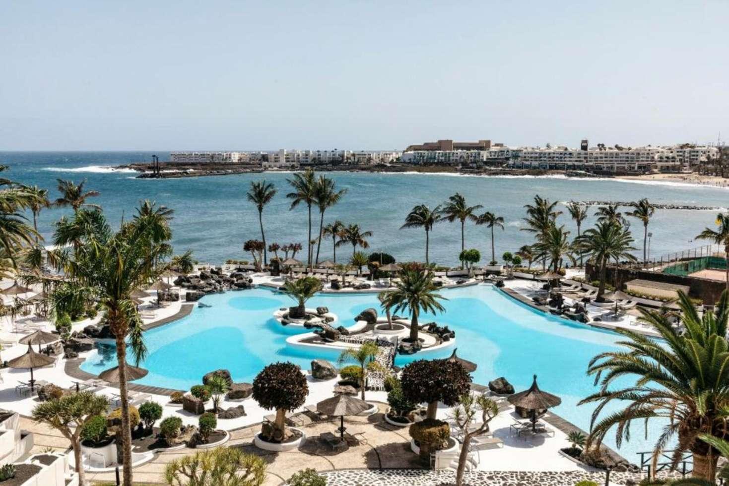 Overhead view of the outdoor pool at Paradisus by Meliá Salinas Lanzarote
