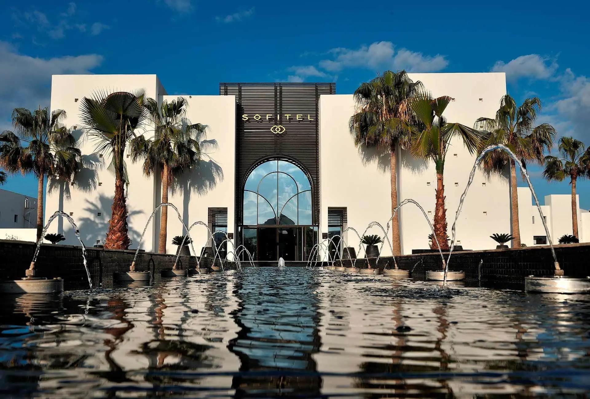 Panoramic view of the front entrance to Sofitel Agadir Thalassa Sea & Spa