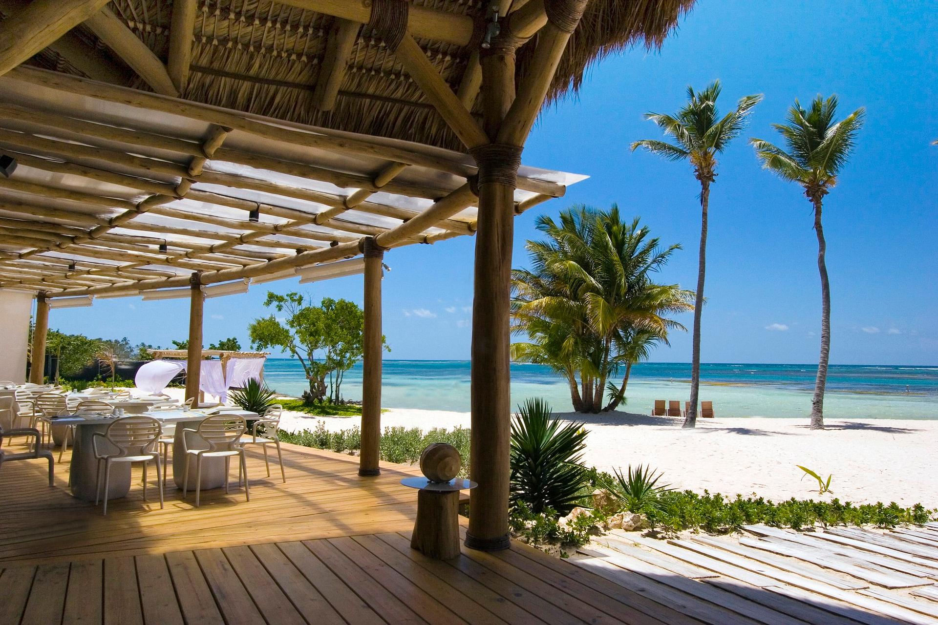 Panoramic view of a beachside lounging area at The Westin Puntacana Resort & Club