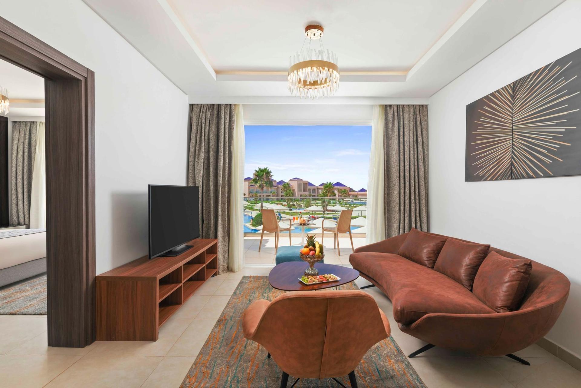 Living room as part of a suite at White Beach Resort Taghazout