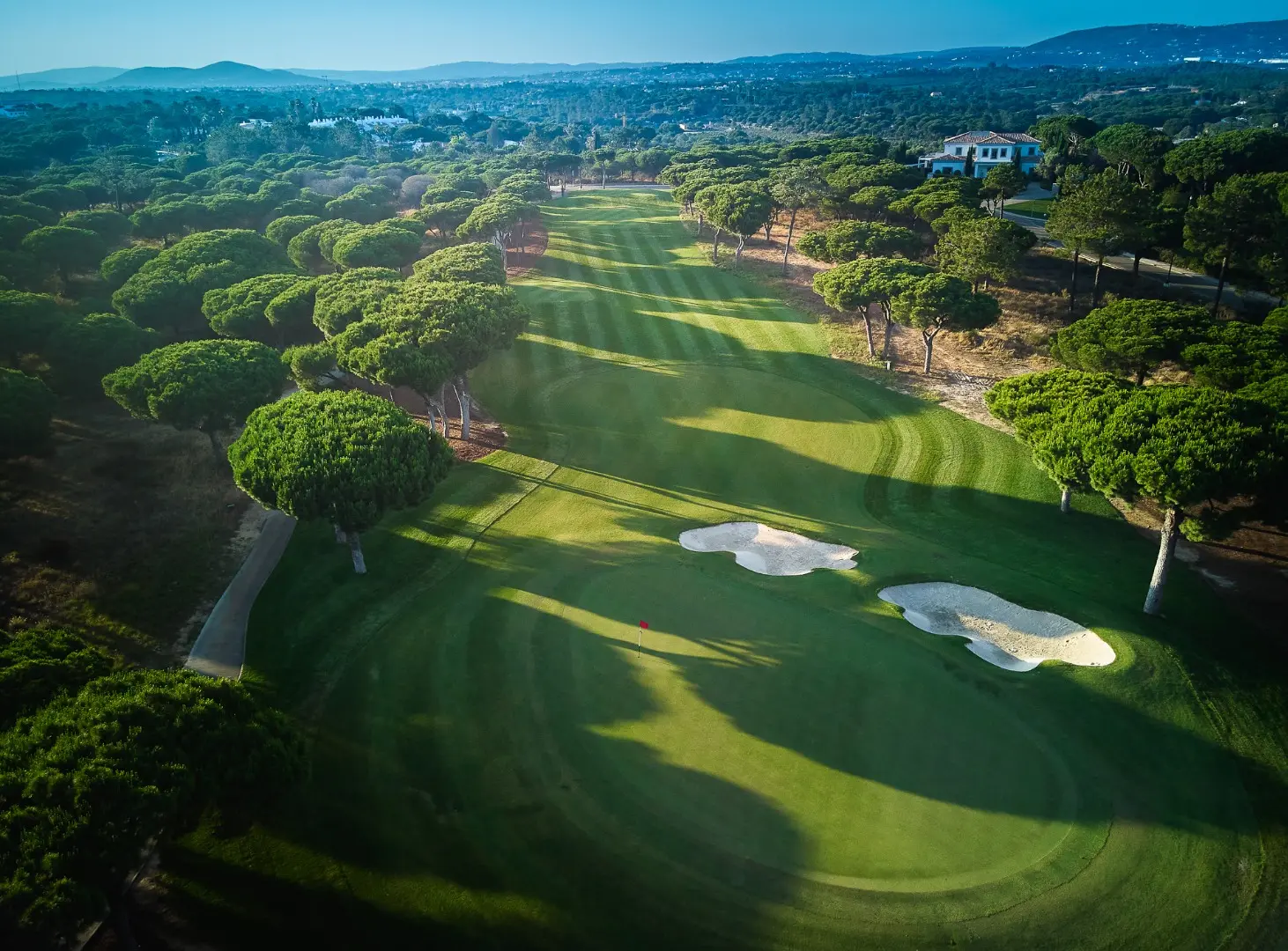 Aerial view of a well maintained fairway